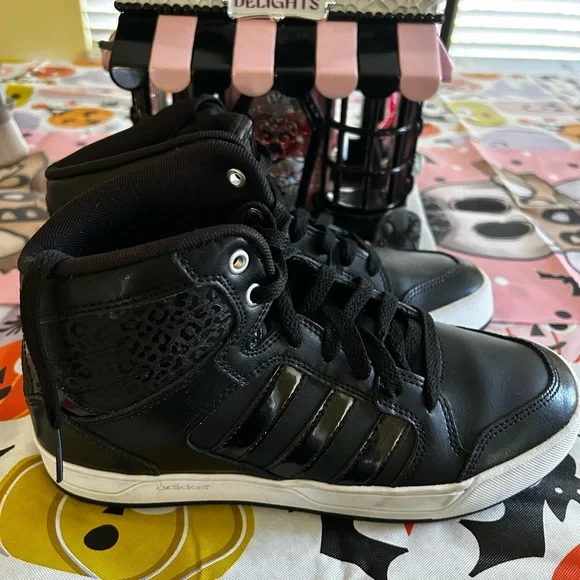 Adidas Men's Black and White High-Top Sneakers - Picture 1 of 5